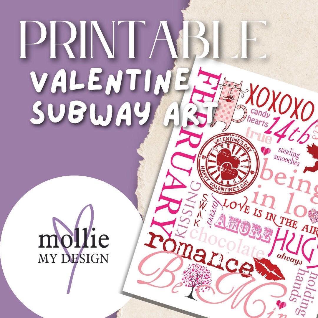 Valentine Wall Decor Valentine Subway Art February Decor February ...