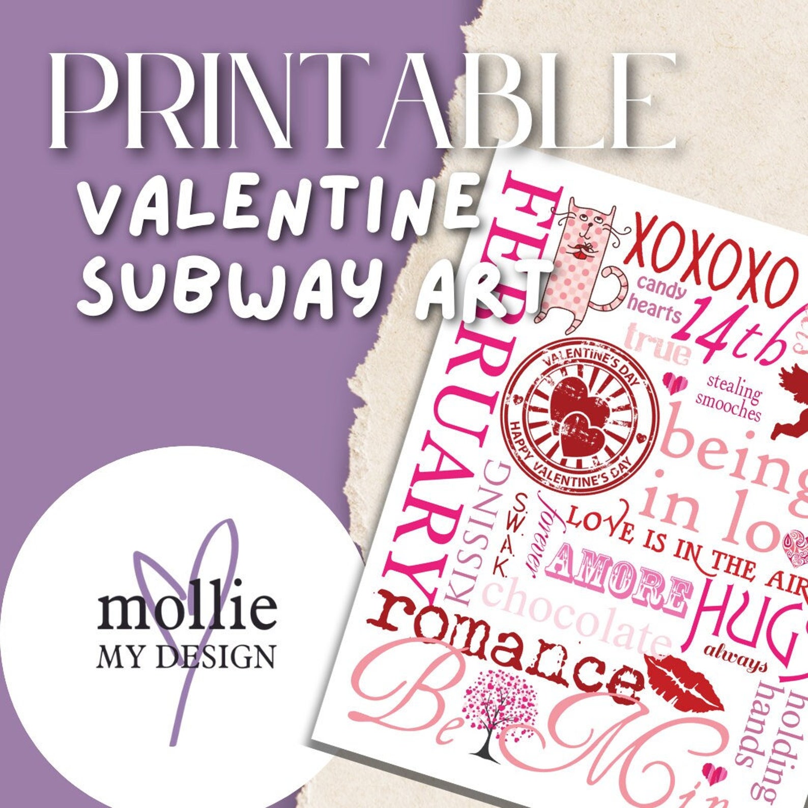 Valentine Wall Decor Valentine Subway Art February Decor February ...