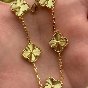 Gold guilloché 18k gold plated vintage beautiful clover bracelet (with serials)