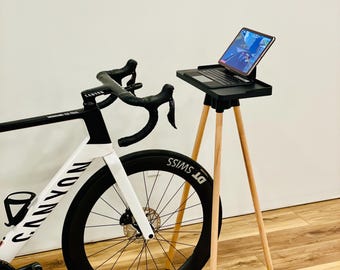 Indoor Cycling Desk: Oak Wood Legs, Bioplastic Top, Minimalist