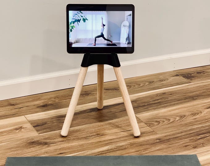Featured listing image: Yoga iPad Stand: Oak Legs, Eco-Friendly Bioplastic, Minimalist Design