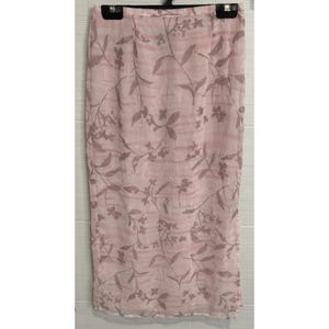 Vintage Y2K Sheer Floral Pastel Petal Pink Skirt Small P, Lined Side Split