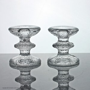 Pair of Timo Sarpaneva for Iittala Festivo candlesticks, one disk