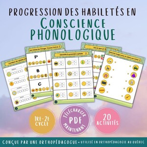 CONSCIENCE PHONOLOGIQUE  - Apprentissage en lecture - Activités pédagogiques - Bundle - Maternelle - 1re cycle - Conscience phonologique