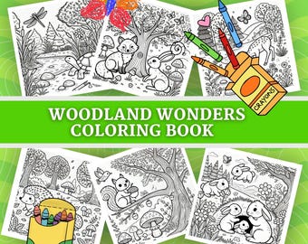 Woodland Animals Coloring Pages for Kids | Forest Friends Printable Coloring Book PDF | Instant Download