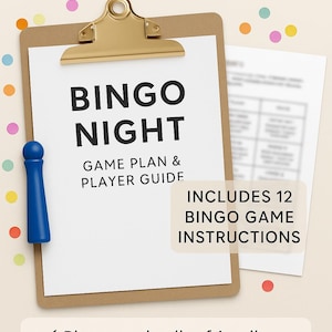 Organize uma Noite de Bingo! Noite de Bingo Tradicional com 12 Jogos em PDF para Imprimir | Planilha de Locutores de Bingo e Plano de Jogo