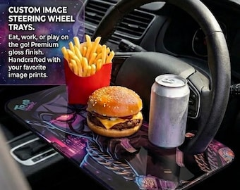 Bandeja para coche hecha a mano – Doble cara – Bandeja para el trabajo y la comida