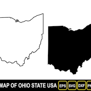 Kaart van de staat Ohio (VS) silhouet omtrek en plat