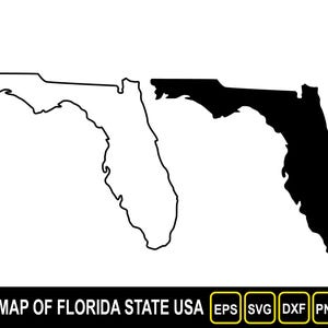 Kaart van de staat Florida (VS) silhouet plat en omtrek