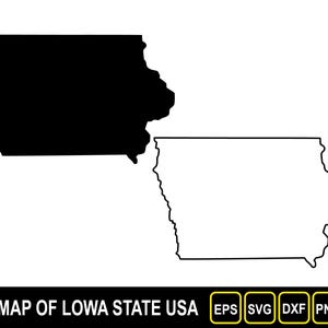 Kaart van Iowa State (VS) silhouet plat en overzichtsontwerp