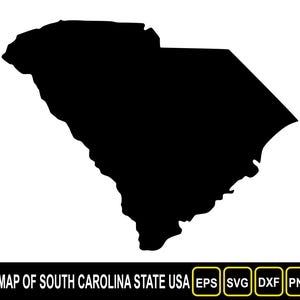 Kaart van South Carolina State, VS, silhouet plat ontwerp