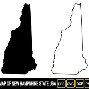 Kaart van de staat Newhampshire (VS) silhouet plat en overzichtsontwerp