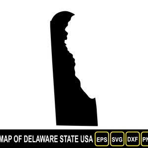 Kaart van de staat Delaware (VS) silhouet plat ontwerp