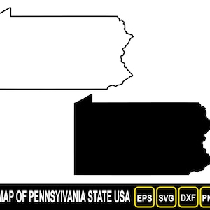 Kaart van de staat Pennsylvania (VS) silhouet omtrek en plat
