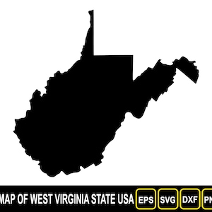 Kaart van de staat West Virginia (VS) silhouet plat ontwerp