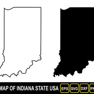 Kaart van de staat Indiana (VS) silhouetoverzicht en plat ontwerp