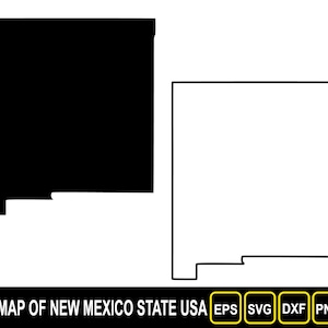 Plattegrond en contourontwerp van de kaart van New Mexico in silhouet