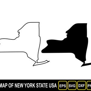 Kaart van de staat New York (VS) silhouetoverzicht en plat ontwerp
