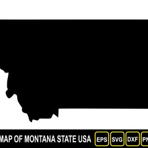 Kaart van Montana State, VS, silhouet plat ontwerp