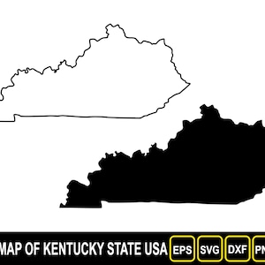 Kaart van de staat Kentucky (VS) silhouet omtrek en plat