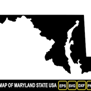 Kaart van de staat Maryland (VS) silhouet plat ontwerp