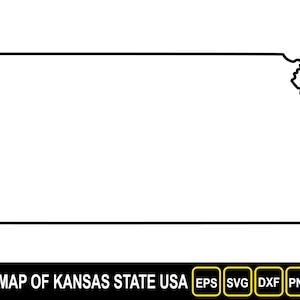 Kaart van Kansas State (VS) silhouet schetsontwerp