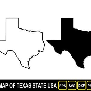 Kaart van de staat Texas, VS, silhouet vlak en omtrek