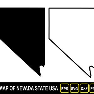 Kaart van de staat Nevada (VS) silhouet plat en overzichtsontwerp