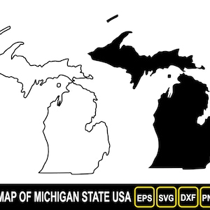 Kaart van de staat Michigan (VS) silhouet omtrek en plat