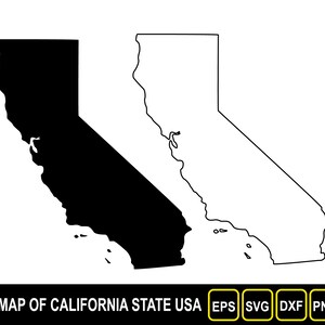 Kaart van de staat Californië (VS) silhouet plat en overzichtsontwerp