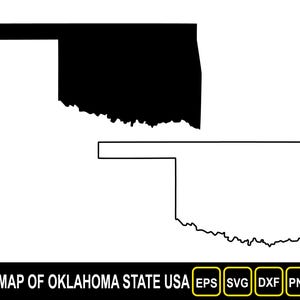 Kaart van de staat Oklahoma (VS) silhouet plat en overzichtsontwerp