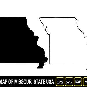 Kaart van Missouri: vlak en omtrek