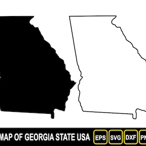 Kaart van de staat Georgia (VS) silhouet omtrek en plat ontwerp