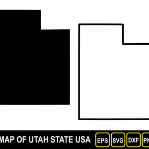 Kaart van de staat Utah (VS) silhouet omtrek en plat ontwerp