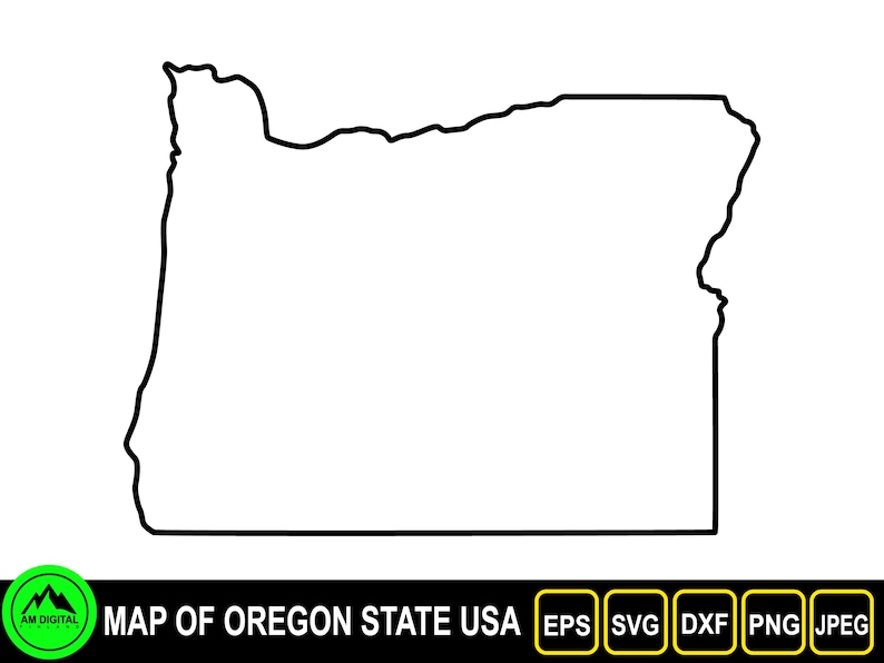 State Below Oregon Map of Oregon State USA Silhouette Outline Design - Etsy