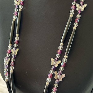 Purple & Fuchsia with Butterflies Regalia Necklace