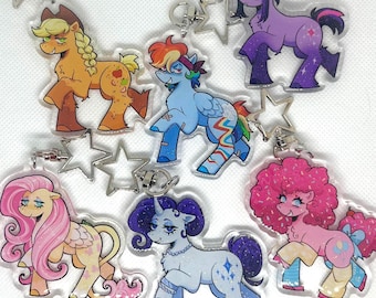 Llaveros acrílicos con purpurina de My Little Pony