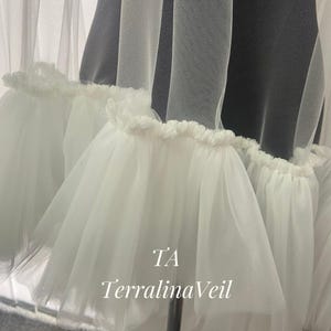 Ruffle veil from soft fabric with frill edge with bridal hair comb
