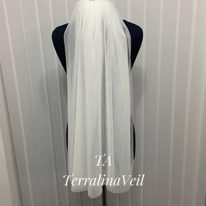 Wedding veil 1 tier from soft pleated tulle with comb for bride