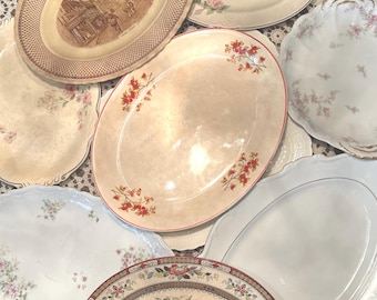 Stained & Crazed Mismatched Antique Platters | Floral China  Transferware | English Country Plate Wall | Choose Your Platter