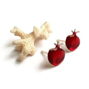 Christmas Gifts Sterling Silver Earrings For Women Minimalist Red Resin Studs