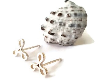 Unique Flower Earrings, Small Silver Studs, Simple Earrings  For Women, Christmas Gifts