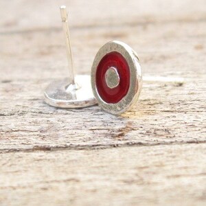 Minimalist Red Resin Studs, Sterling Silver Earrings For Women, Christmas Gifts image 7