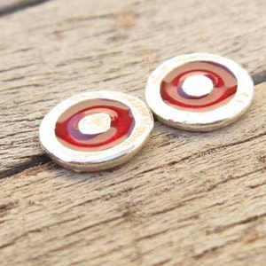 Minimalist Red Resin Studs, Sterling Silver Earrings For Women, Christmas Gifts image 4