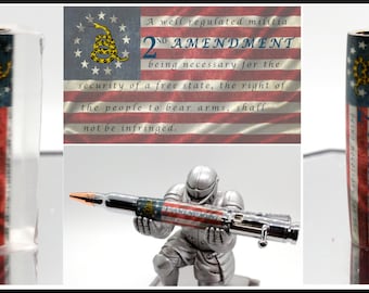 2nd Amendment Pen Blank Betsy Ross Grunge Flag Gadsden Snake - 2nd Amendment Text Cast Tube In for Bolt Action Kit