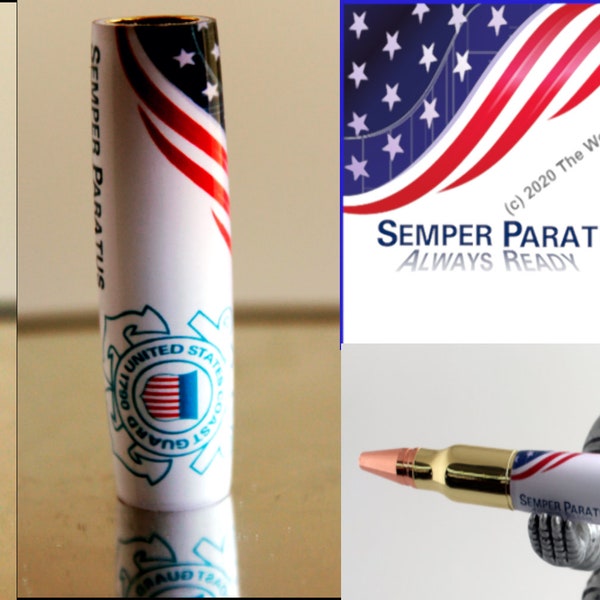 US Coast Guard - Pen Blank - USCG Emblem - Motto - Flag Banner - Licensed