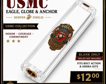 USMC Pen Blank – Heritage Emblem & American Flag