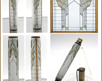Frank Lloyd Wright Inspired Pen Blank: Sheaves of Wheat Resin Cast