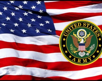 US Army Service Emblem on Old Glory Cast Pen Blank - Licensed