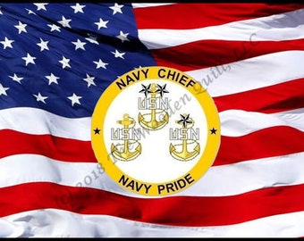 US Navy CPO Emblem - Old Glory Available in 3 Blank Styles - Licensed